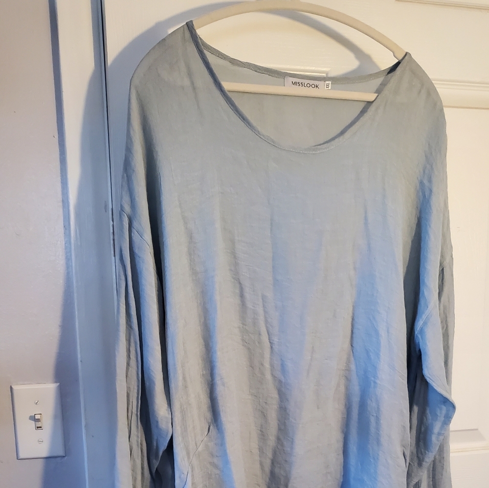 MISSLOOK Soft Blue Textured Top